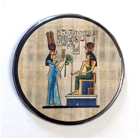 Box Of 6 VTG Papyrus Coaster Egyptian 4 In. Water Heat Resistant Lined Unused - Picture 7 of 10